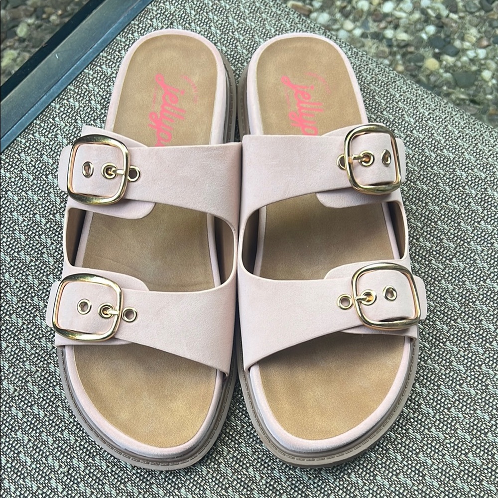 Jellypop Pink Sandals with Double Buckle
